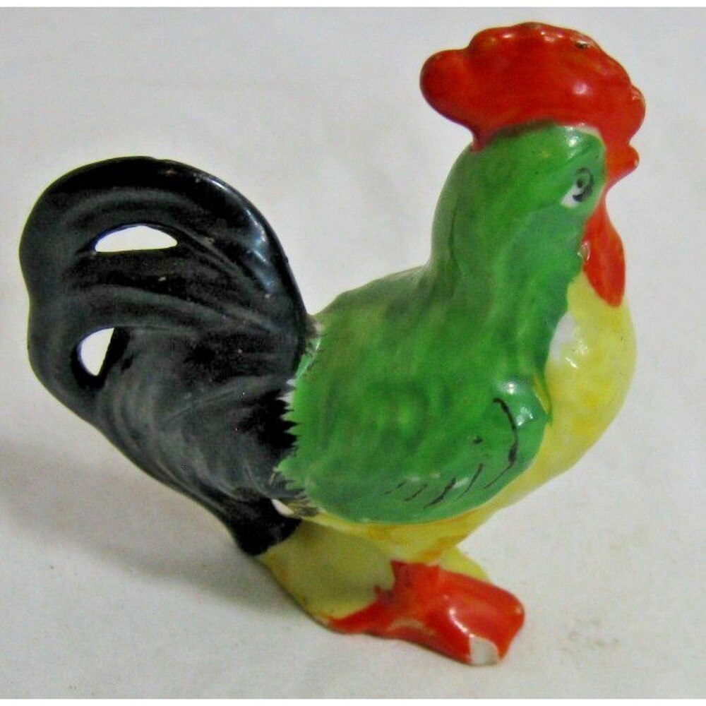 Vintage Ceramic Rooster Figurine Japan Hand Painted 6"